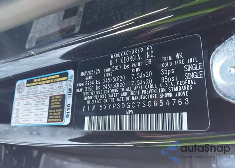 2025 Kia Telluride Ex X-Line from USA, damaged, VIN 5XYP3DGC7SG654763